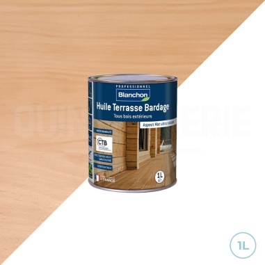 Blanchon huile bois naturel 1L ➡️ Protection et beauté pour terrasses et bardages