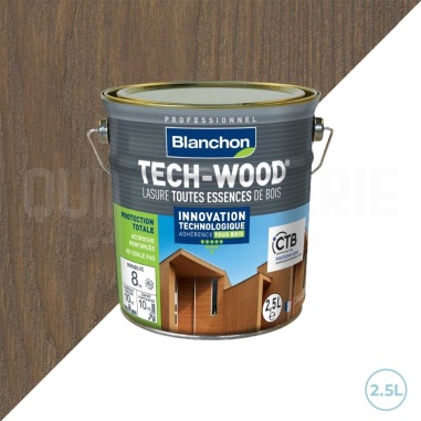 🥇 Lasure tech-wood 2,5L bois gris - Blanchon : protection et esthétique pour vos boiseries.