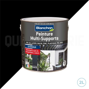 🌞 Blanchon peinture multi-supports noir satiné 2L - Idéal pour tous vos projets extérieurs