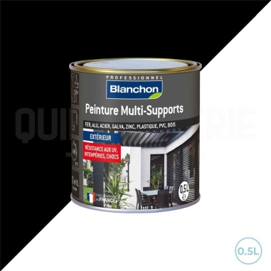 🥇 Peinture Blanchon pour multiples supports 0,5L noir satiné - Idéale pour l'extérieur