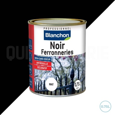 Peinture noir mat antirouille pour métaux 0,75L - Blanchon