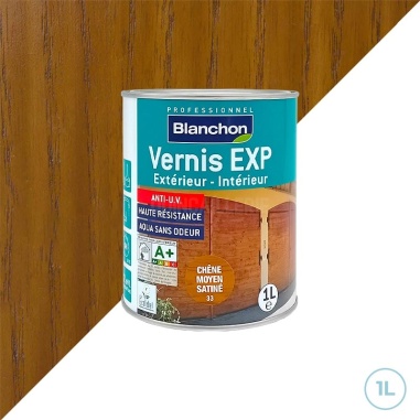 🥇 Vernis Blanchon EXP satiné chêne moyen 1L | Protection bois intérieur/Extérieur